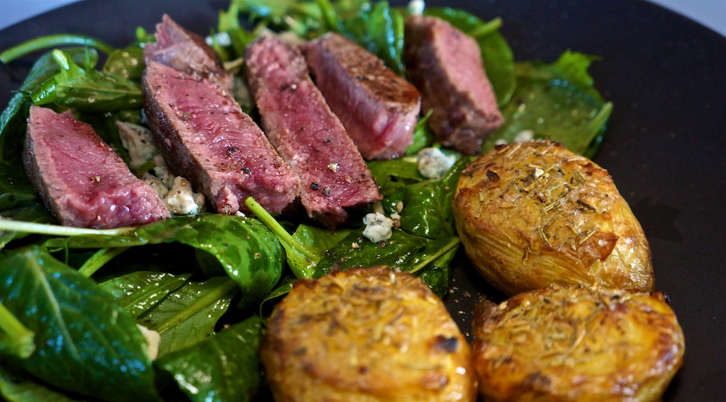 May 19: Tarte D’alsance; Top Sirloin, Crash Hot Potatoes, salad greens.