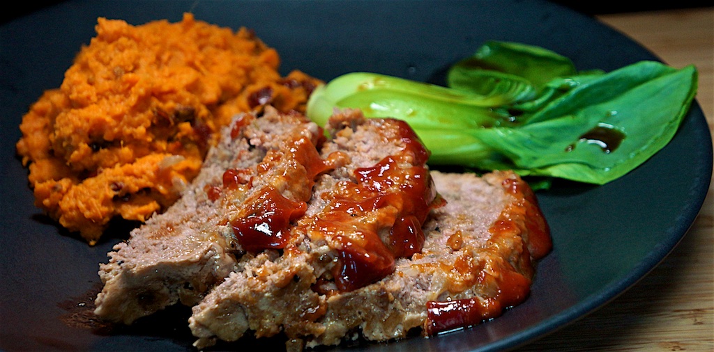 Apr 28: Quiche Lorraine; Beef and Pork Meatloaf with Chipotle Sweet Potato Mash and Bok Choy