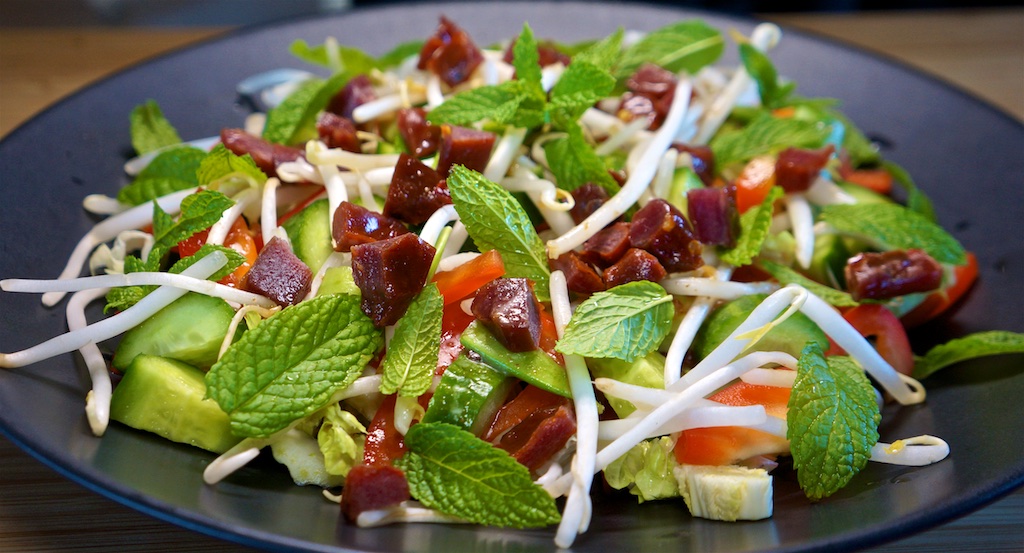 May 23: Yeros Wraps; Crunchy Thai Salad with Beef Jerky