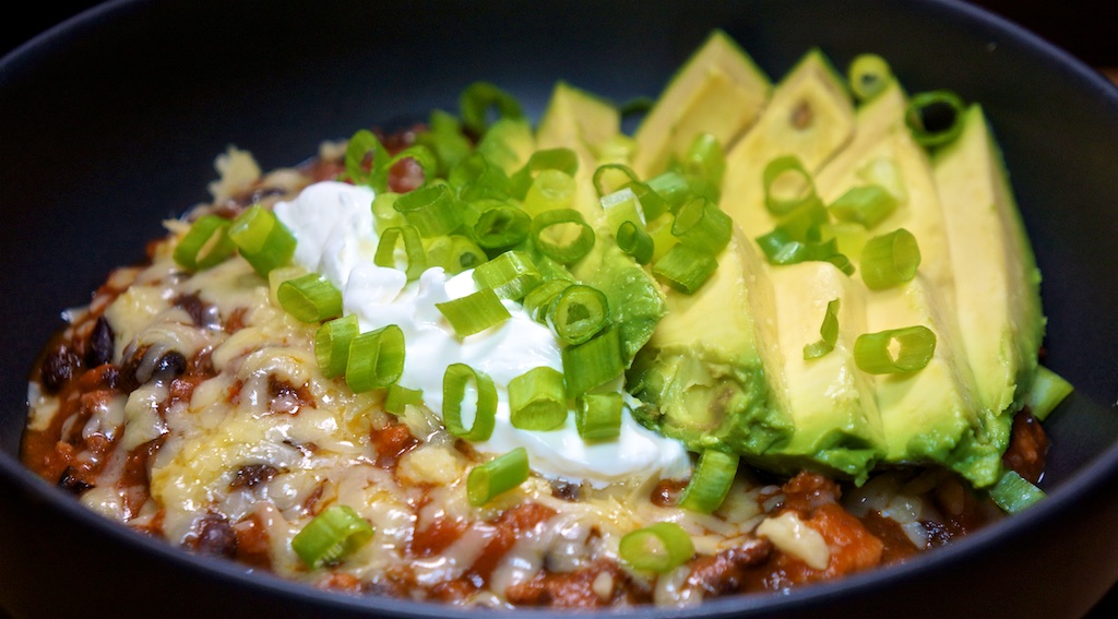 Oct 8: Heuvos Rancheros; Bacon Black Bean Chili with Avocado, Cheddar and Crème Fraîche