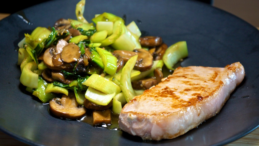 May 22: Avocado & Sardines; Pork Chops with Bok Choy in Mushroom Sauce