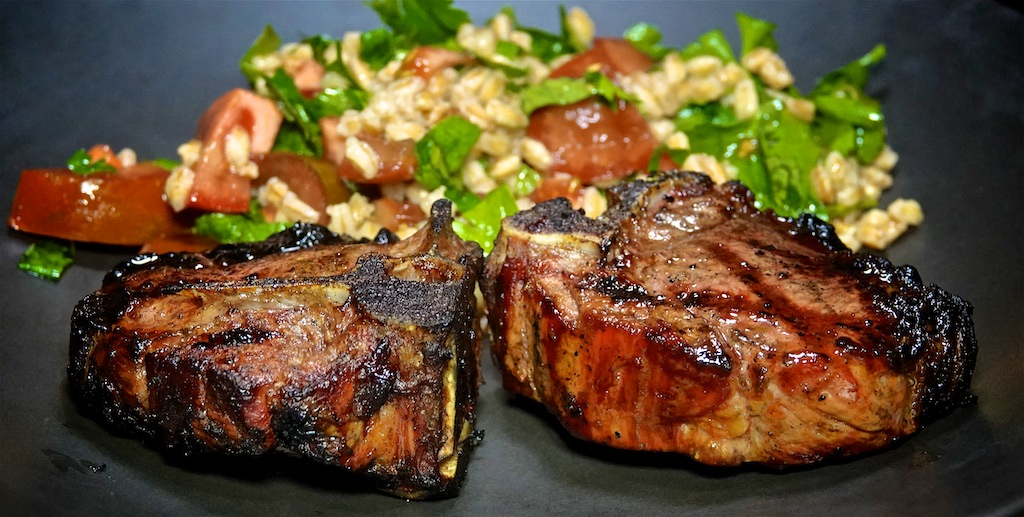 Oct 3: Chicken & Kumato Sandwiches; Grilled Lamb Loin Chops with Farrow Tabbouleh