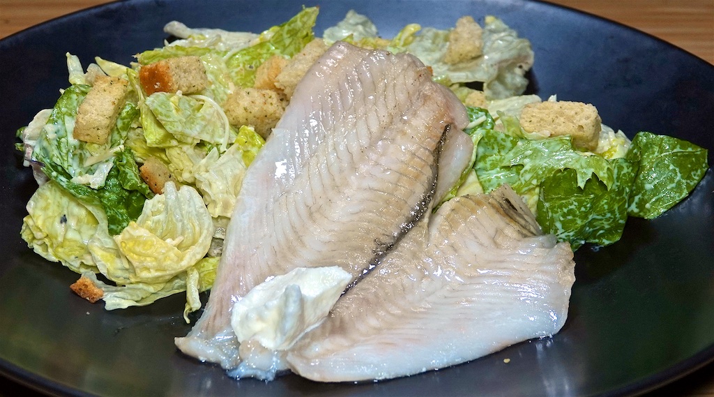 Dec 4: Toasted Cheddar, Chorizo & Peppers; Caesar Salad with Grilled Flounder