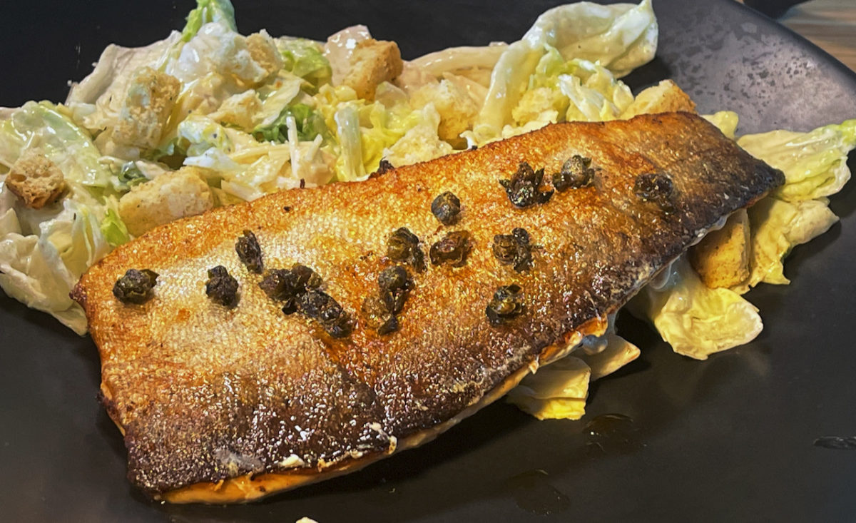 Jun 25: Lamb Gyro; Pan Fried Rainbow Trout with Fried Capers and Caesar Salad