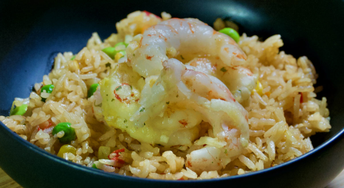 Dec 11: Sous Vide Shrimp on Vegetable Fried Rice